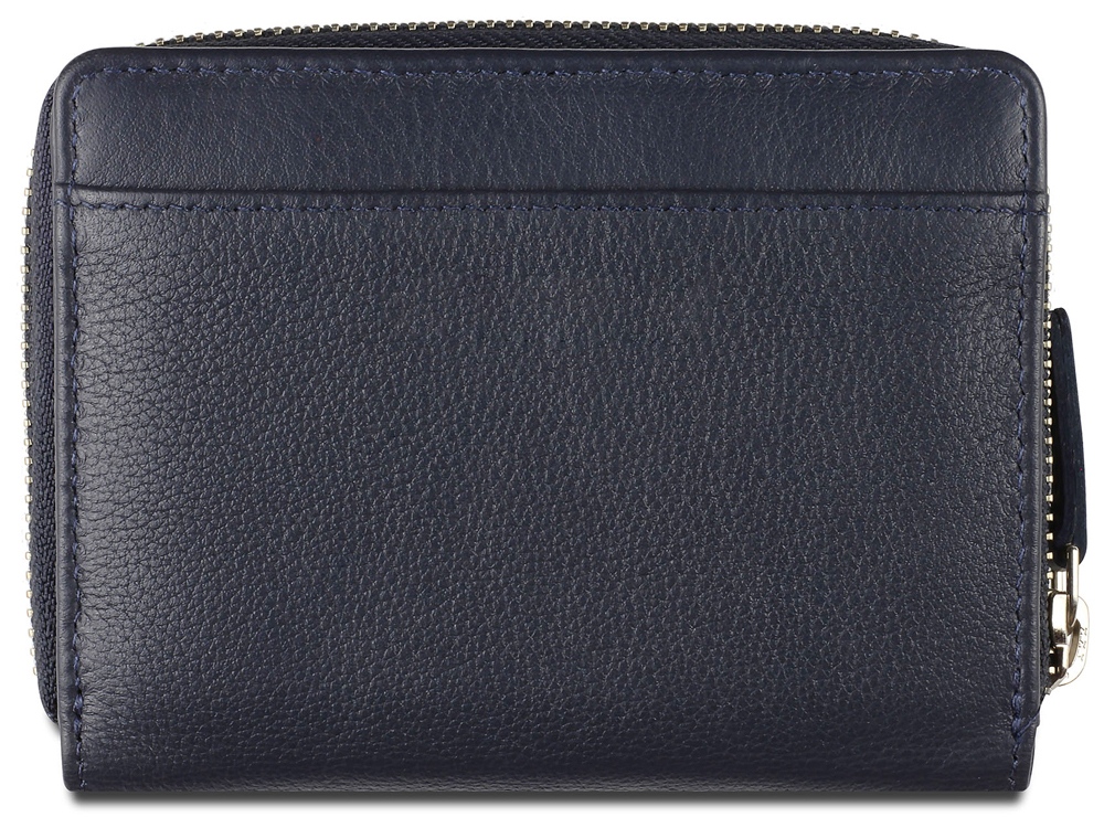 Кошелёк женский BUGATTI Lady Top, на молнии, тёмно-синий, натуральная воловья кожа, 12х2,5х9 см