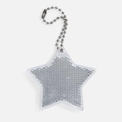 Пешеходный светоотражатель с цепочкой «Звезда», белый Пешеходный светоотражатель с цепочкой «Звезда», белый