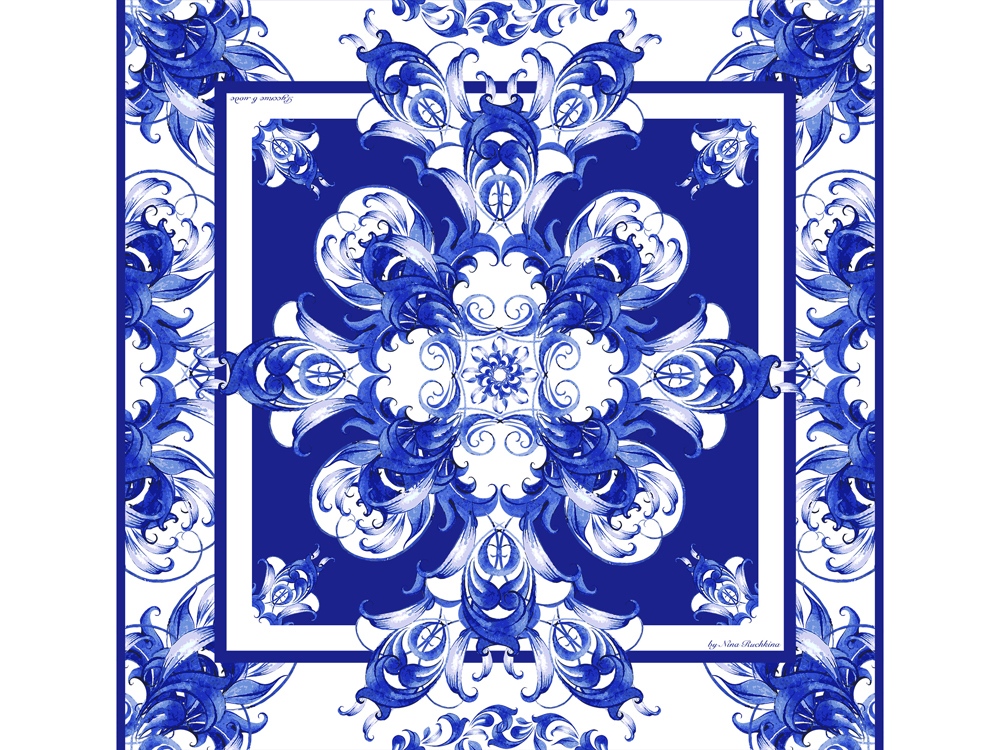 Набор: платок Гжель и свеча Птица счастья