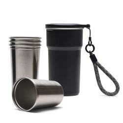 Термокружка VINGA Parks в комплекте с 4 кружками из нержавеющей стали