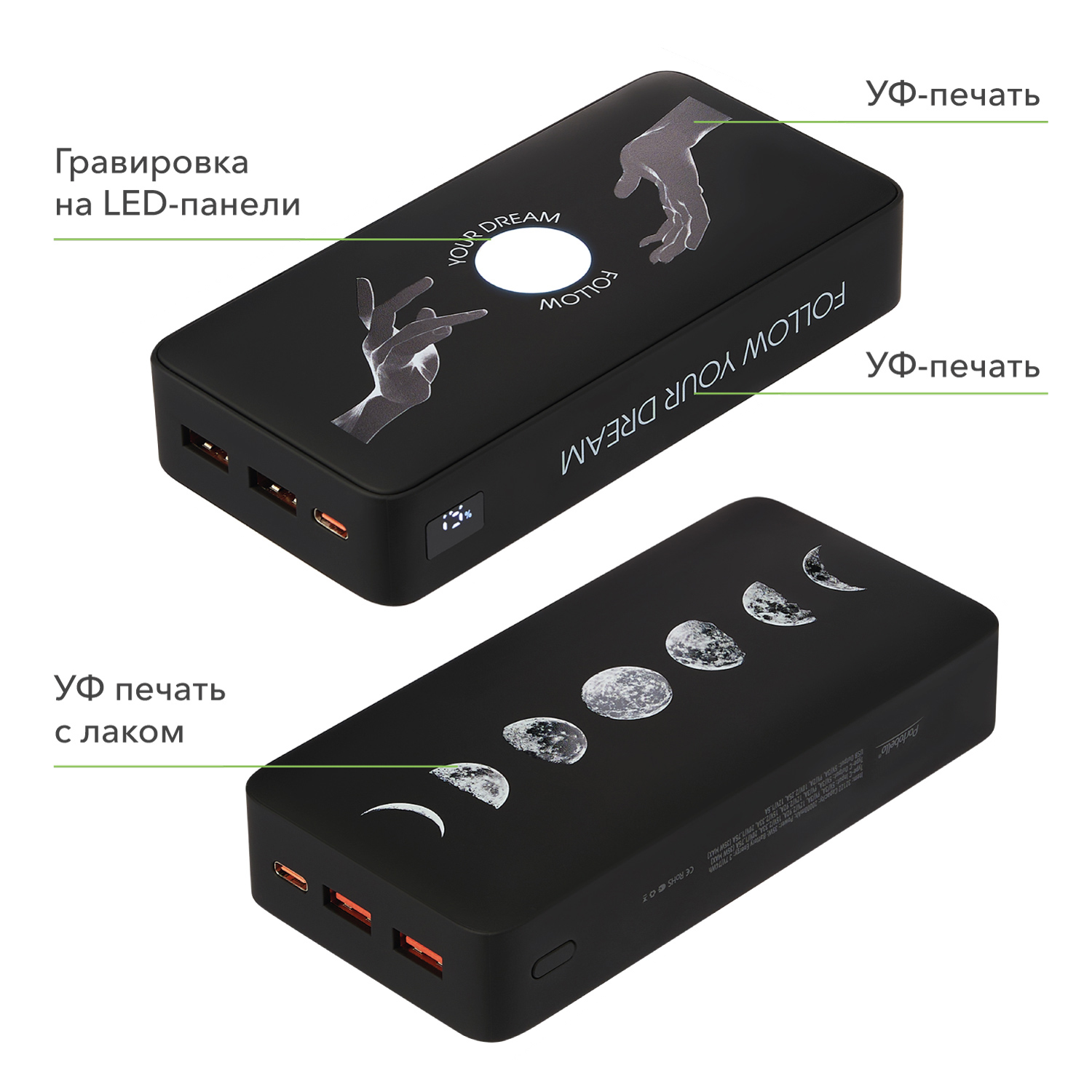 Внешний аккумулятор с подсветкой Анкор Плюс PD (Ancor PD Plus) 20000 mAh, черный Внешний аккумулятор с подсветкой Анкор Плюс PD (Ancor PD Plus) 20000 mAh, черный