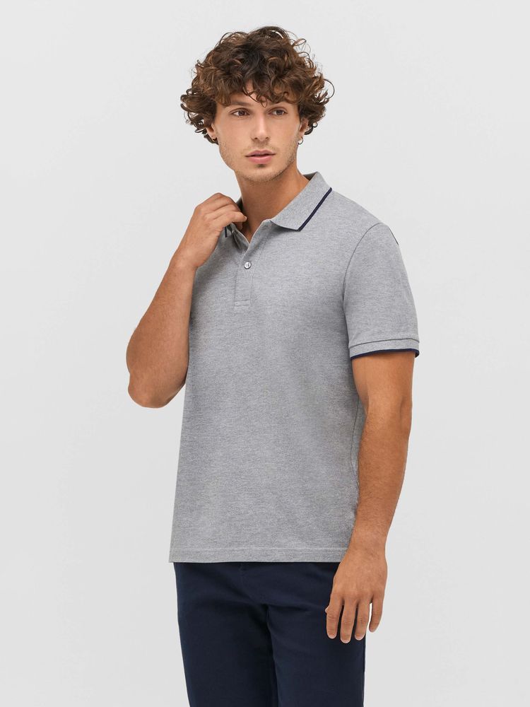 Рубашка поло унисекс Palermo, белая с темно-синим Рубашка поло унисекс Palermo, белая с темно-синим