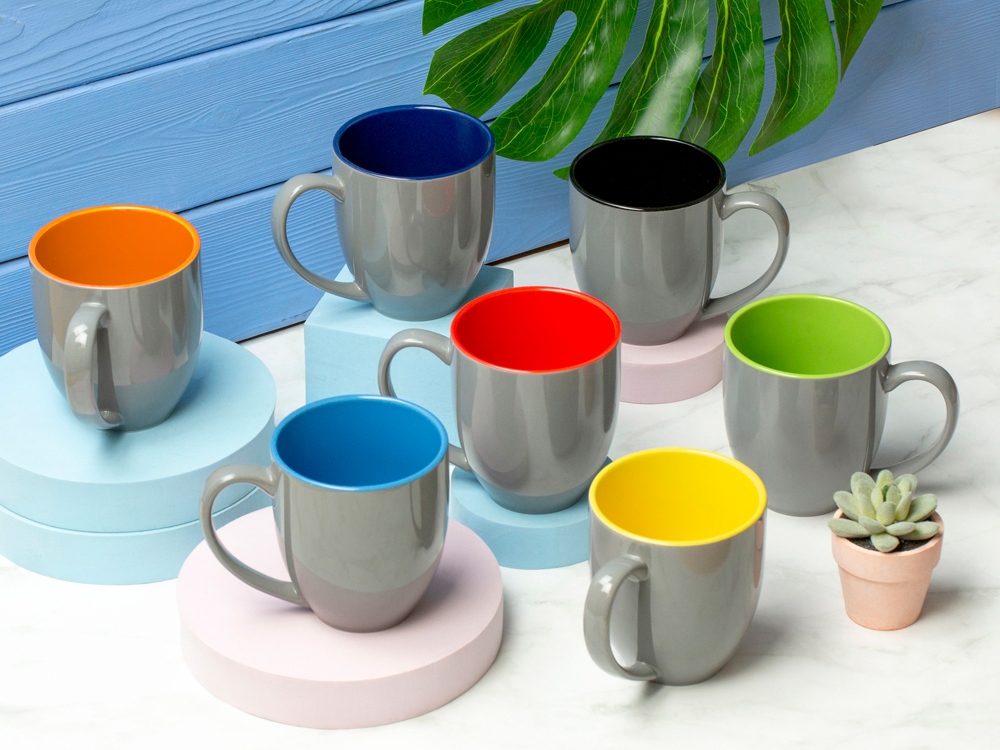 Кружка керамическая Gracy 470мл, серый/темно-синий