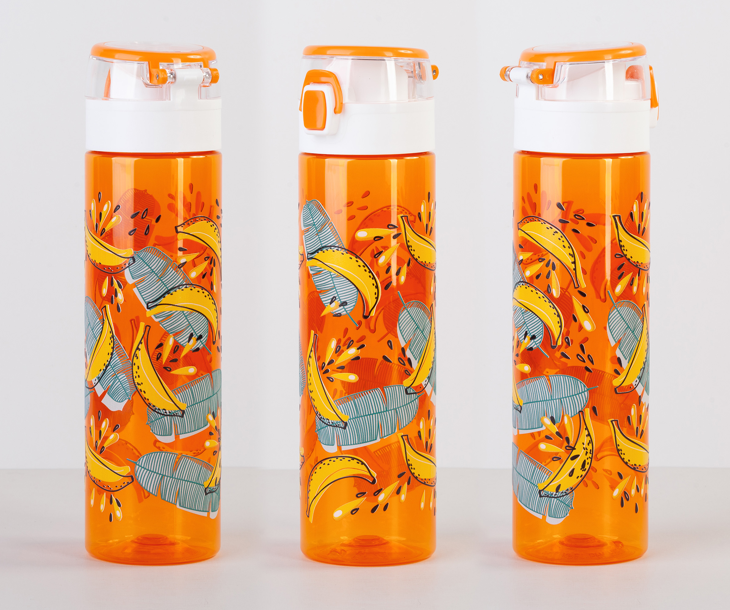 Бутылка для воды "Vita" с нанесением "Бананы" 600 мл, оранжевая