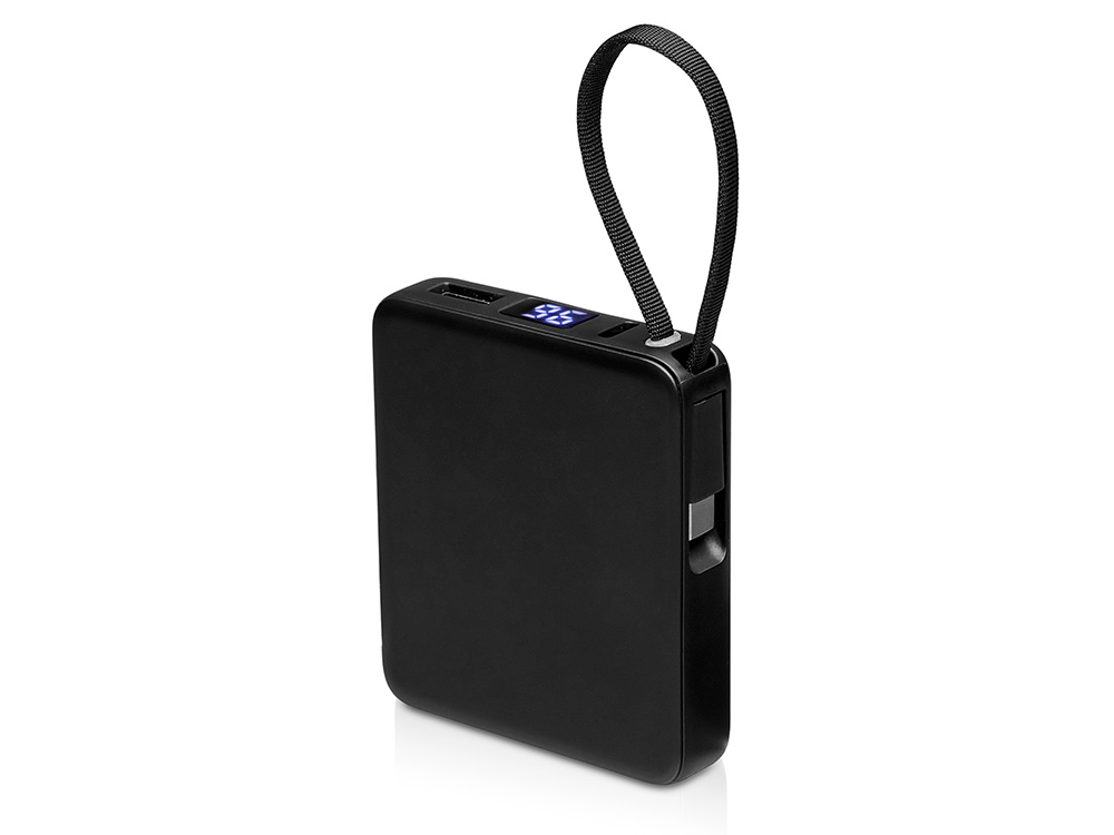 Внешний аккумулятор со встроенным кабелем USB-C Дэнси, 5000 мАч, черный