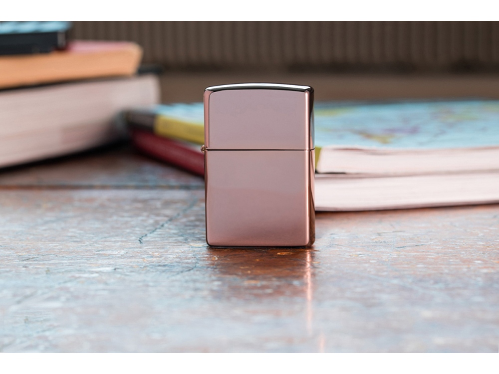 Зажигалка ZIPPO Classic с покрытием High Polish Rose Gold, латунь/сталь, розовое золото, 38x13x57 мм