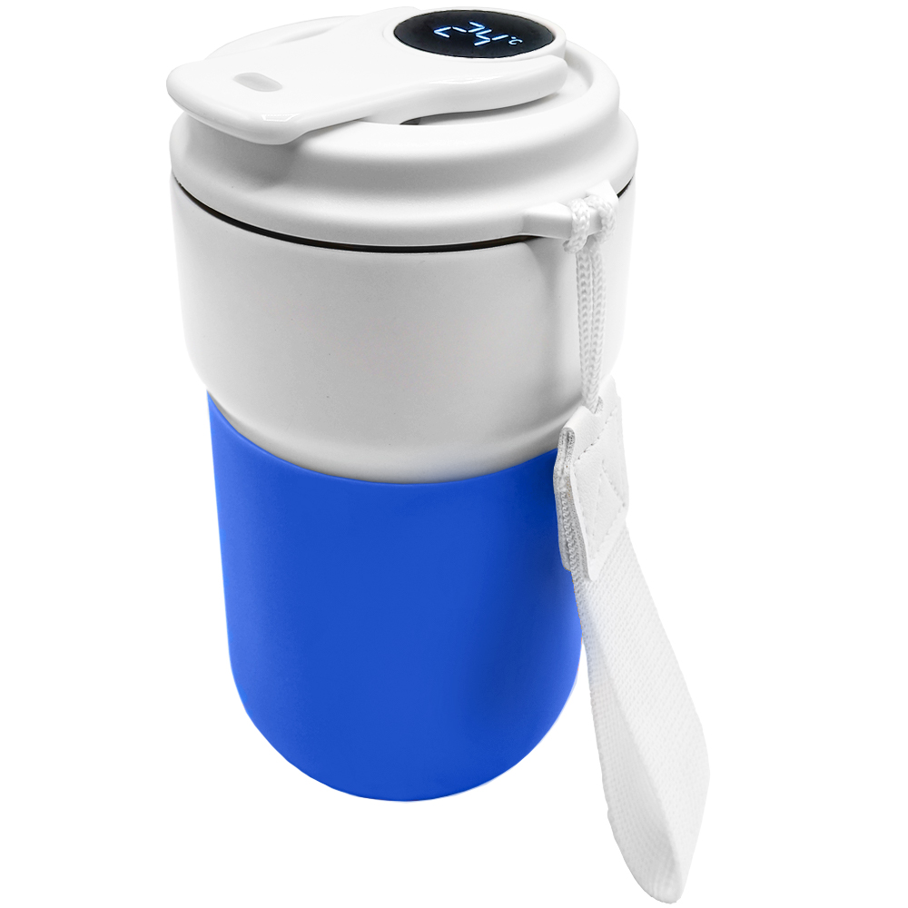 Термокружка вакуумная герметичная с дисплеем Clive To Go, белый/синий Термокружка вакуумная герметичная с дисплеем Clive To Go, белый/синий