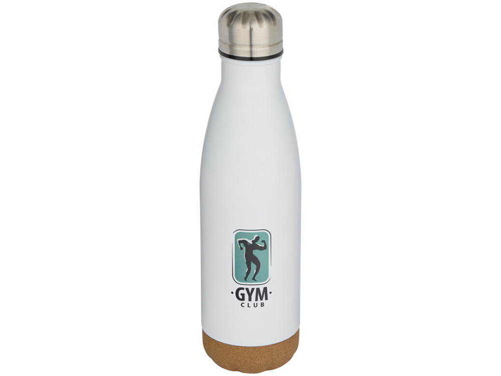 Бутылка для воды Cove из нержавеющей стали с двойными стенками и вакуумной изоляцией, объемом 500 мл, с пробковыми деталями - Белый