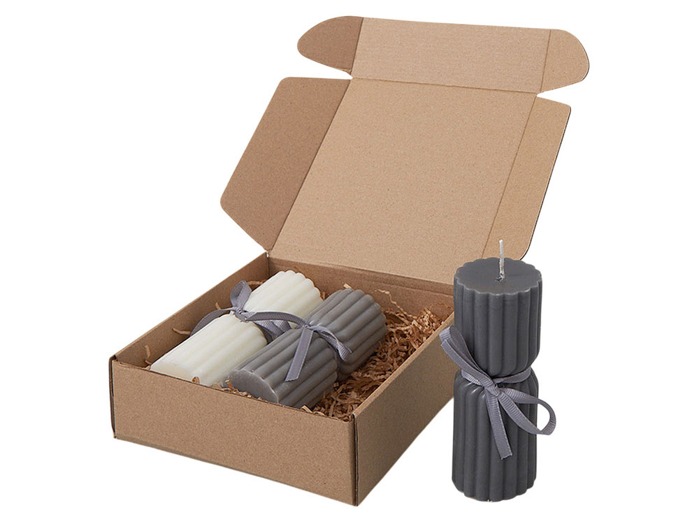 Набор свечей с гранями Vela, темно-серый, белый