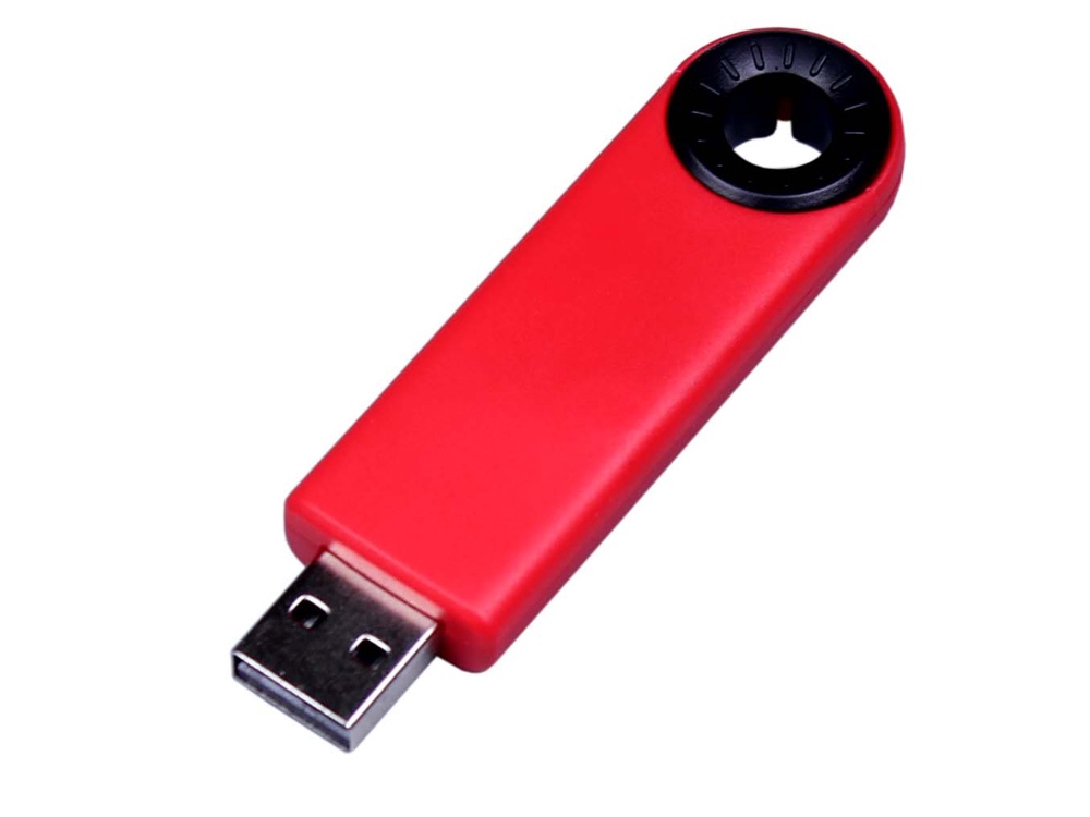 USB-флешка промо на 64 ГБ прямоугольной формы, выдвижной механизм, черный