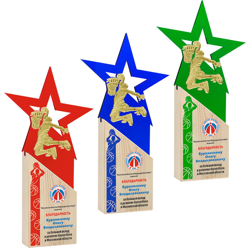 Акриловая награда с УФ печатью баскетбол