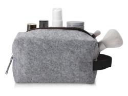 Косметичка из РПЕТ фетра с ручкой Felt, серый с черным