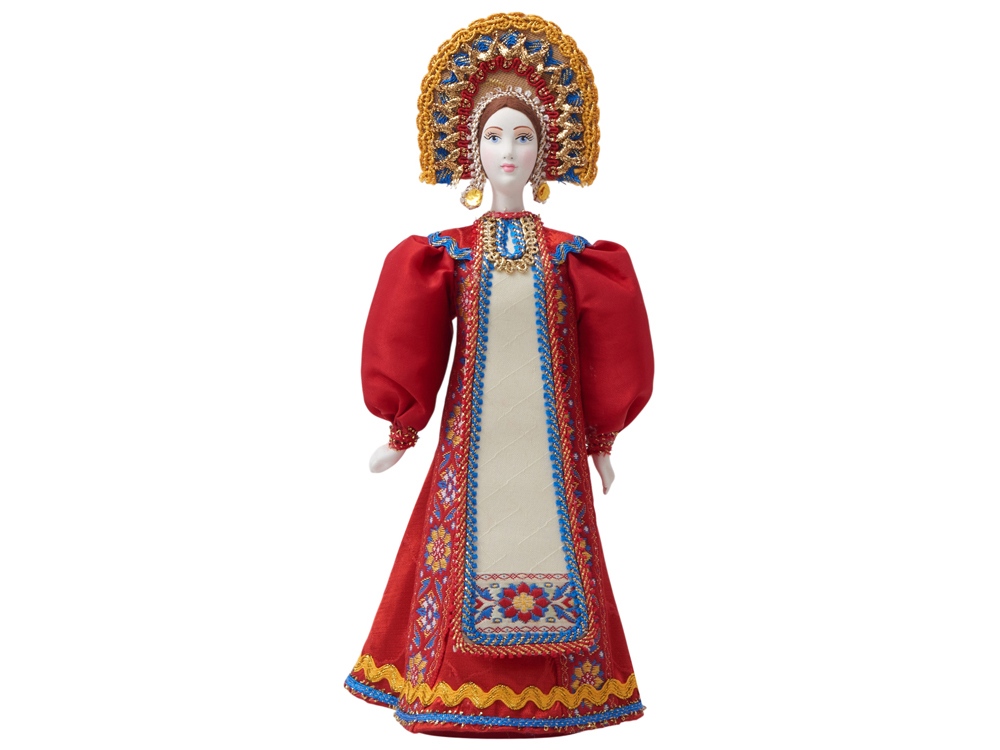 Подарочный набор: кукла фарфоровая, чай Малина с мятой, красный