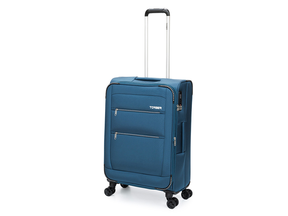 Чемодан TORBER ВИВИ, синий, полиэстер, 44 х 25 х 67 см, 63 л Чемодан TORBER ВИВИ, синий, полиэстер, 44 х 25 х 67 см, 63 л