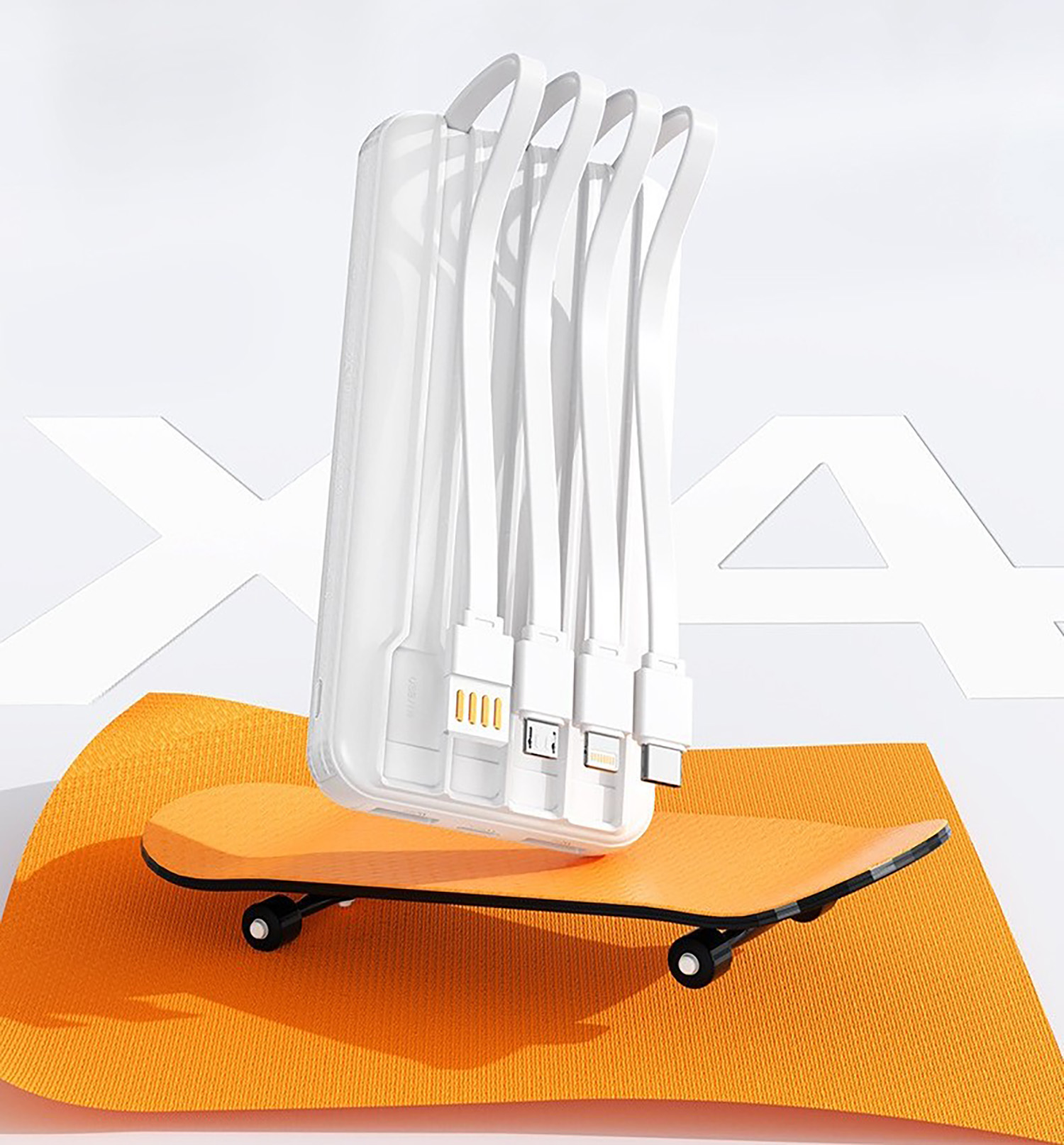 Зарядное устройство "Phantom" 10000 mAh с 4мя встроенными кабелями и цифровым индикатором заряда Зарядное устройство "Phantom" 10000 mAh с 4мя встроенными кабелями и цифровым индикатором заряда