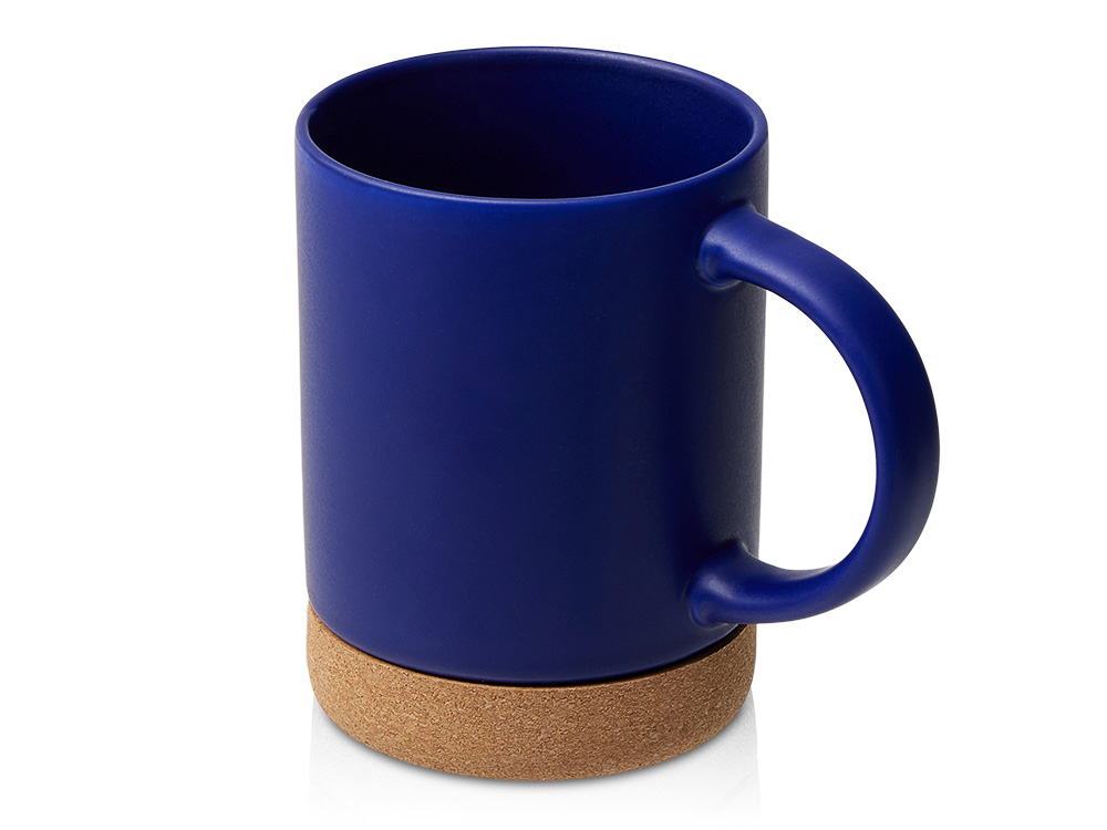 Кружка 450 мл с пробковым дном с крышкой Корк & Бон, глубокий синий