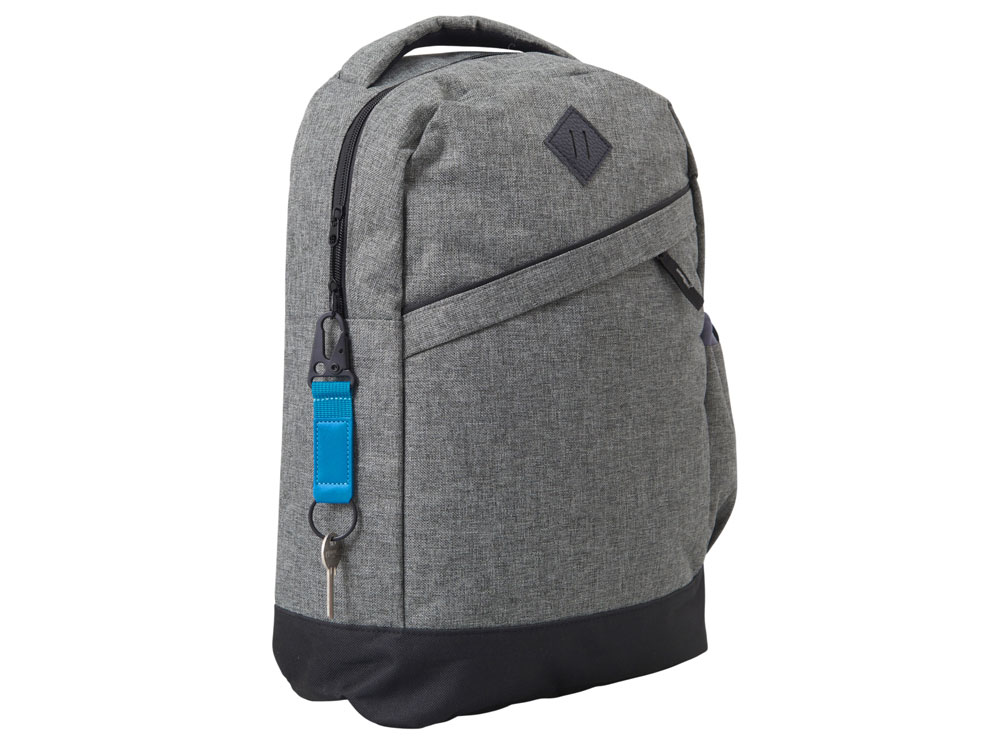 Брелок-ремувка Carabinier из ткани с вставкой из экокожи и карабином, синий