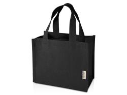 Мини эко-сумка Odessa с клинчиком, изготовленная из переработанного хлопка, сертифицированного согласно GRS, плотностью 220 г/м², объемом 9 л - сплошной черный