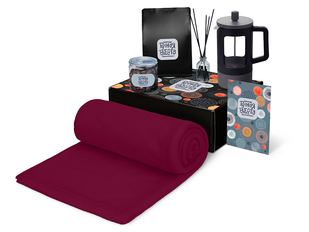 Подарочный набор Re:y. Vive с пледом, френч-прессом и кофе Подарочный набор Re:y. Vive с пледом, френч-прессом и кофе