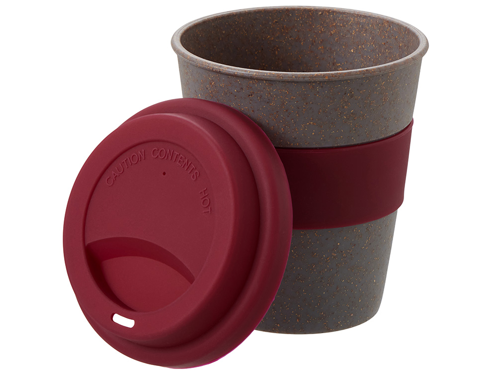 Стакан с силиконовой крышкой Cafe, burgundy