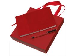 Набор блокнот в гибкой обложке А5 и металлическая шариковая ручка Nabokov, красный