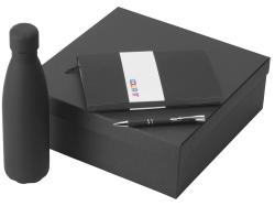 Подарочный набор с блокнотом С1, металлической ручкой и термобутылкой, черный