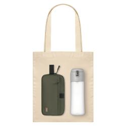 Подарочный набор Boston, Capella, зеленый/серый (дорожная косметичка, бутылка, шоппер)