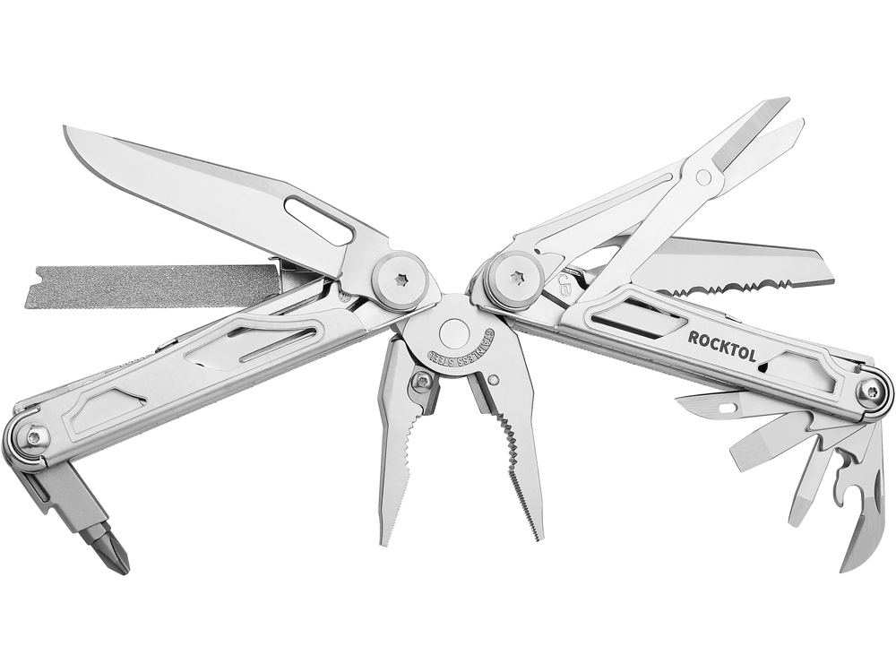Мультитул Rocktol 29 в 1 со сменными резцами и пилой, нержавеющая сталь, нейлоновый чехол