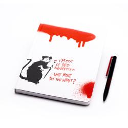 Набор Pininfarina Banksy Крыса: шариковая ручка GrafeeX и блокнот линованный из каменной бумаги, А5