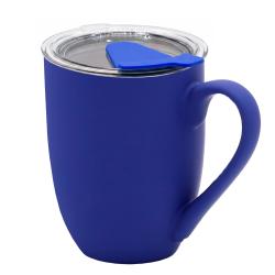 Кружка с крышкой Velvet Duo, софт-тач, тёмно-синяя Кружка с крышкой Velvet Duo, софт-тач, тёмно-синяя