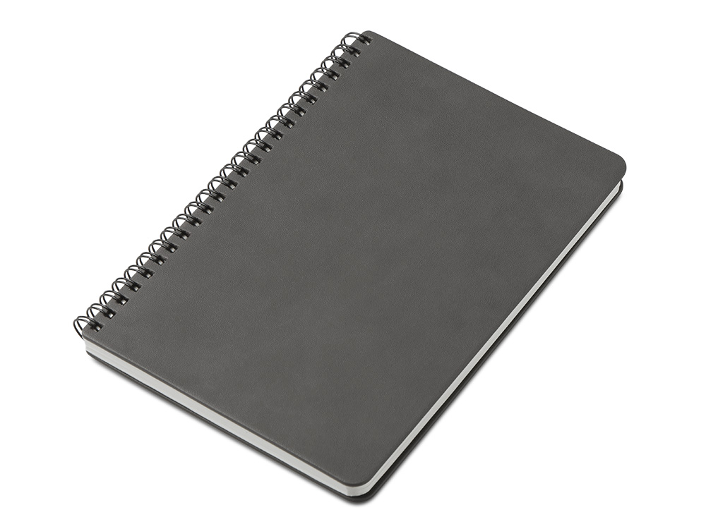 Блокнот А5 Dante из искусственной кожи на спирали, темно-серый
