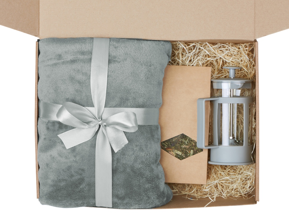 Подарочный набор Tea time с пледом, серый