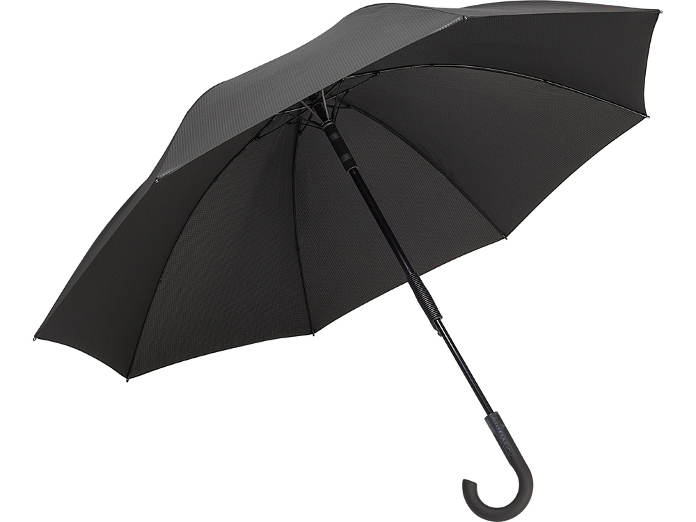 Зонт-трость Carbon с куполом из переработанного пластика, черный