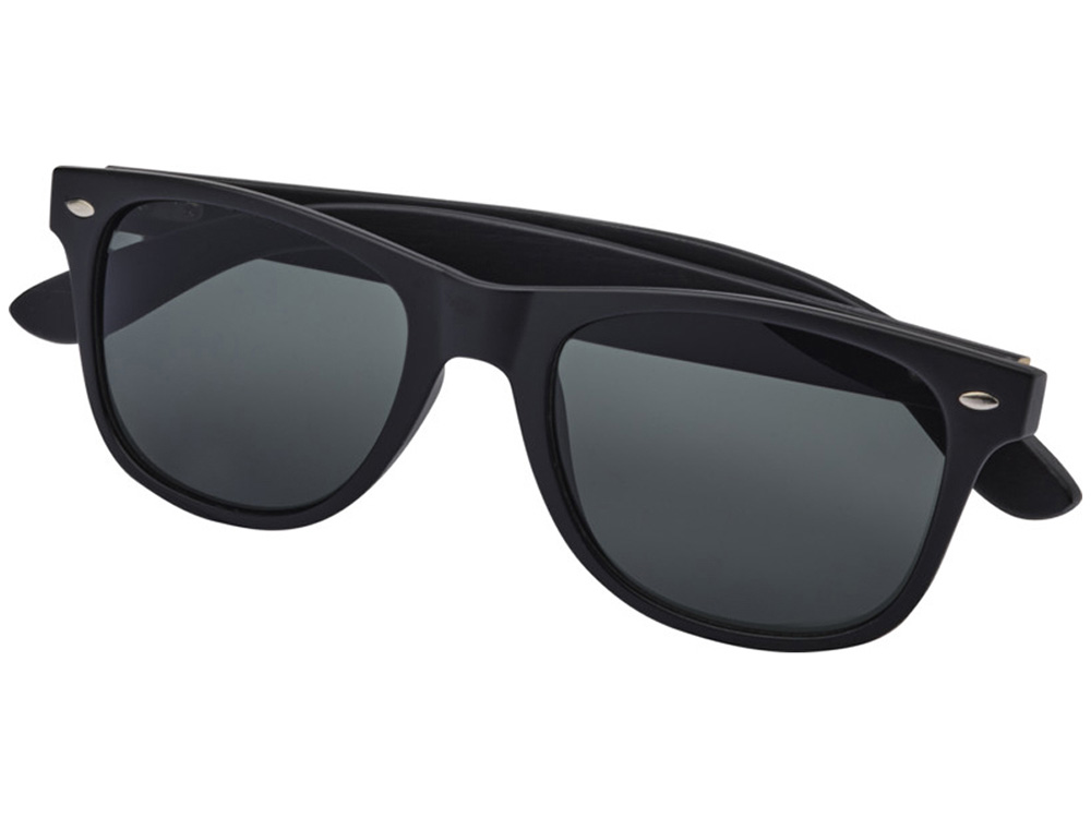 Бамбуковые солнцезащитные очки Arlo с черным покрытием - сплошной черный