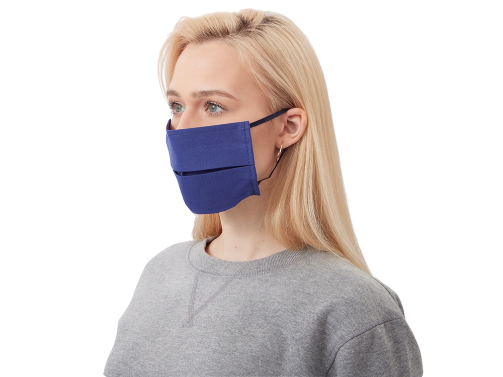Маска для лица многоразовая из хлопка, синий