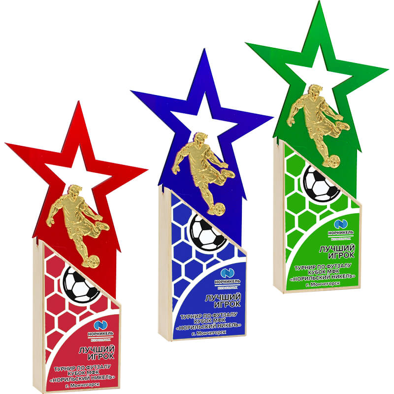 Акриловая награда с УФ печатью футбол