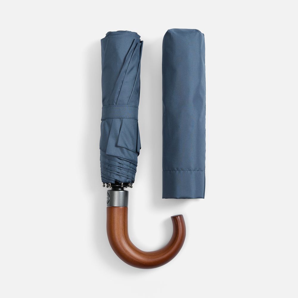 Зонт складной Classic, темно-синий с темной ручкой Зонт складной Classic, темно-синий с темной ручкой