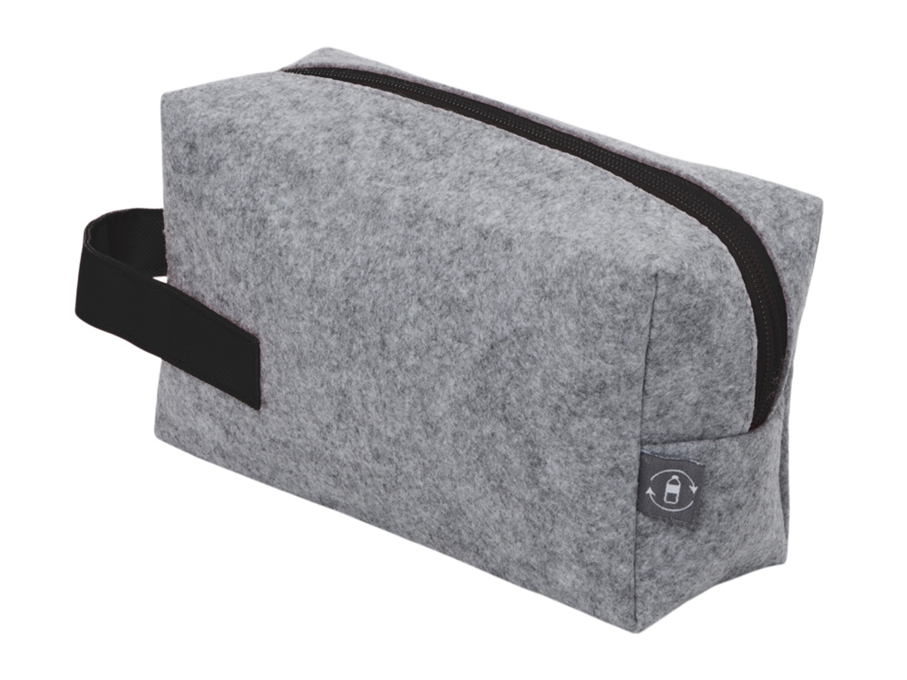 Косметичка из РПЕТ фетра с ручкой Felt, серый с черным