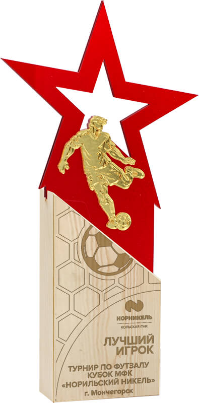 Акриловая награда с лазерной гравировкой футбол