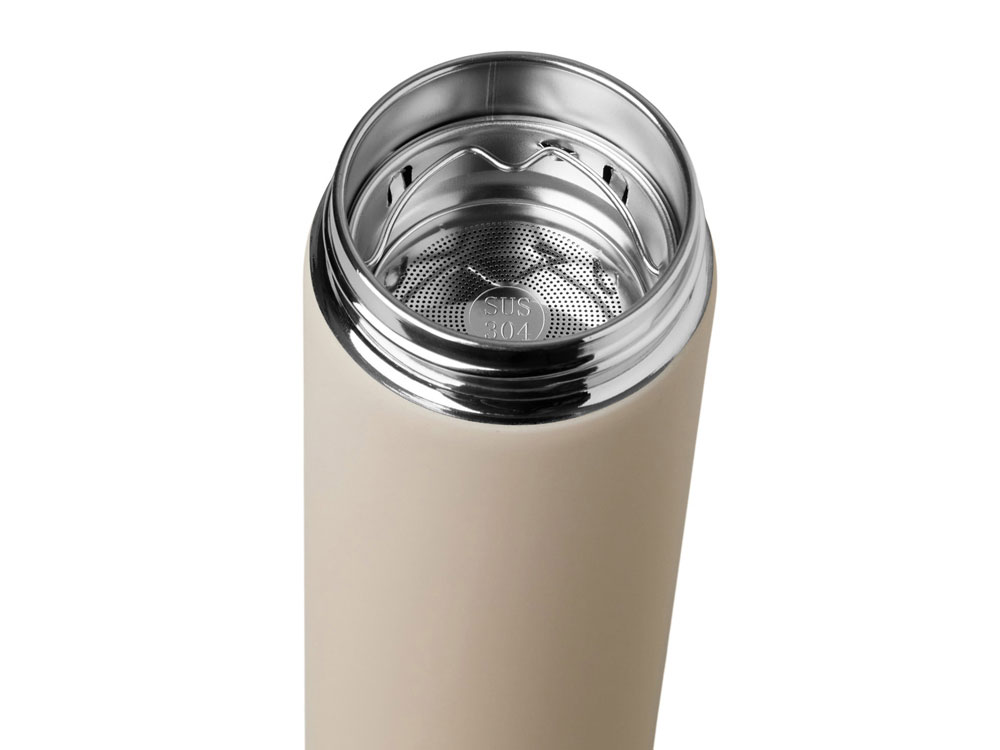 Термос Confident с покрытием soft-touch 420мл, бежевый