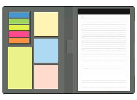Блокнот А5 Tasmania, в твердой обложке со стикерами в линейку, серый
