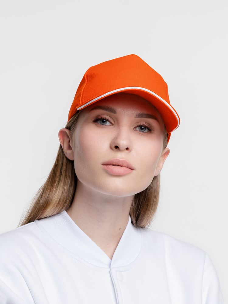 Бейсболка Classic 2.0, оранжевая с белым кантом