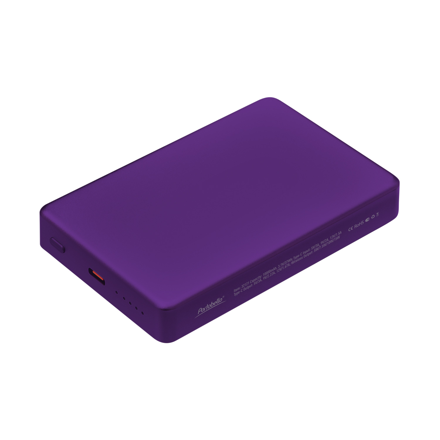 Внешний аккумулятор Атлантис Плюс PD (Atlantis PD Plus) 10000mAh с функцией беспроводной зарядки 15W, фиолетовый