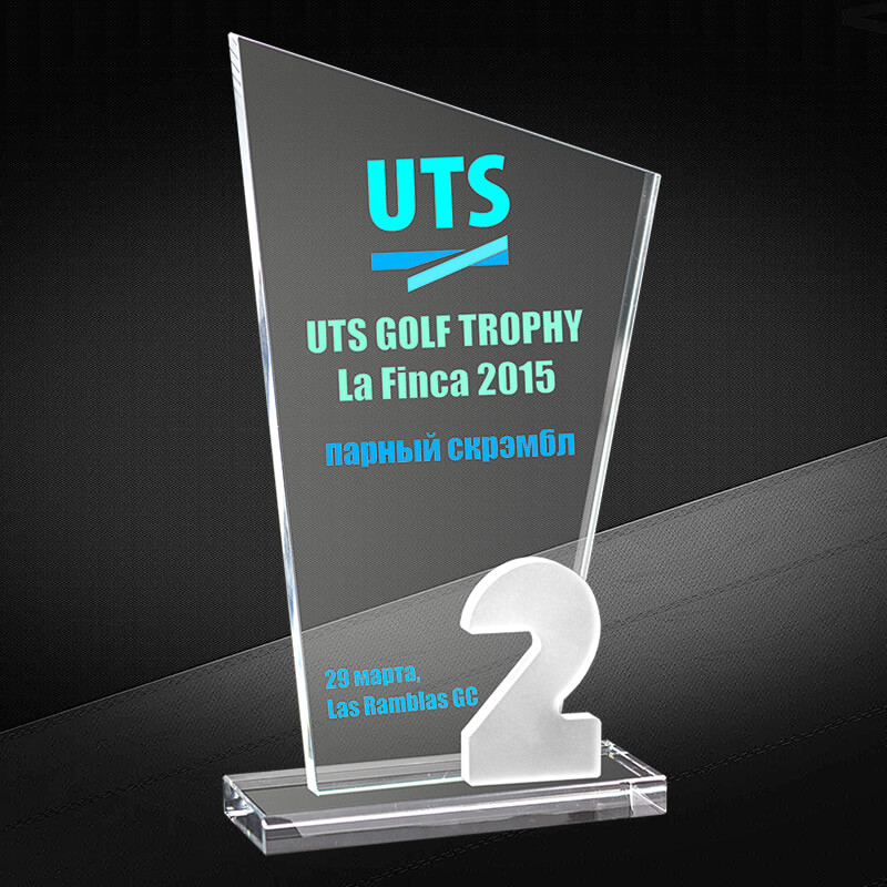 Награда из стекла с цветной печатью 2 место