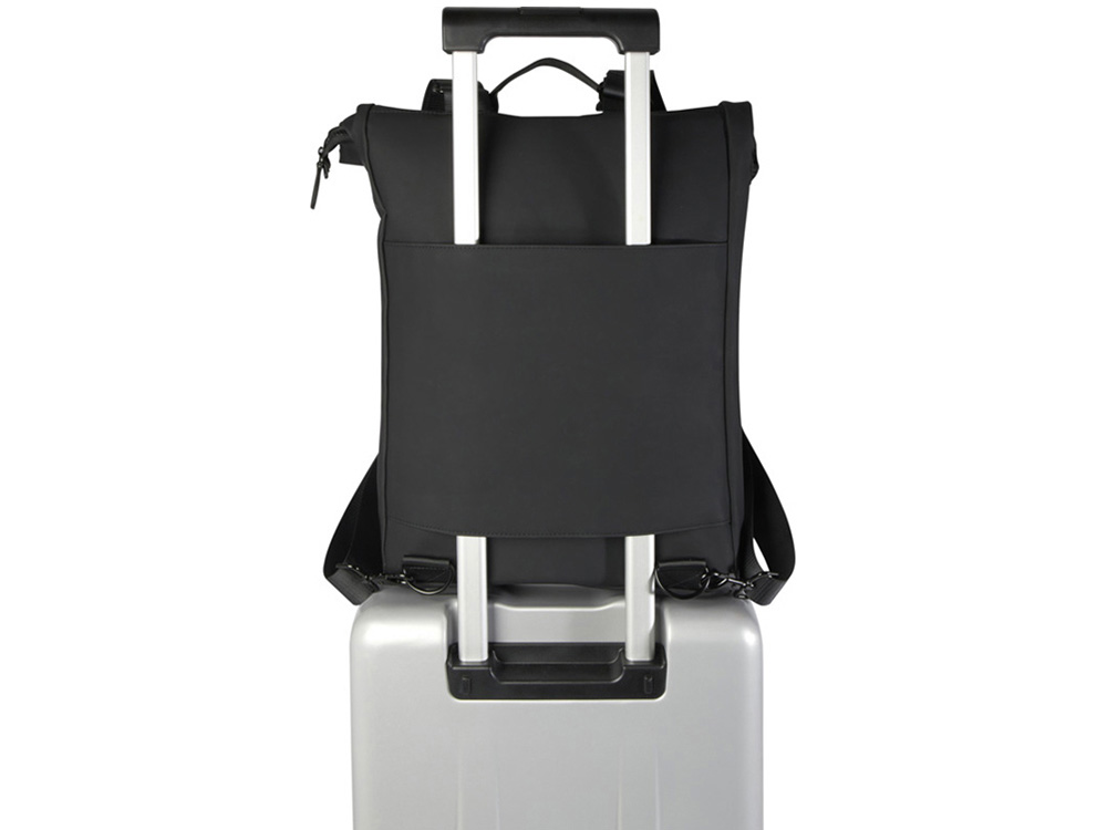 Рюкзак для ноутбука 15,6 Turner объемом 12 л со сворачивающимся верхом, изготовленный из переработанных материалов по стандарту GRS - сплошной черный