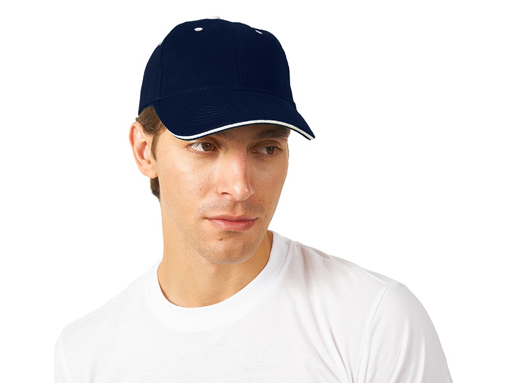 Бейсболка New Castle 6-ти панельная, синий/натуральный