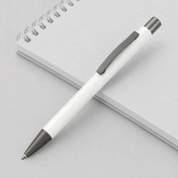 Ручка металлическая soft touch шариковая Tender, белый/серый