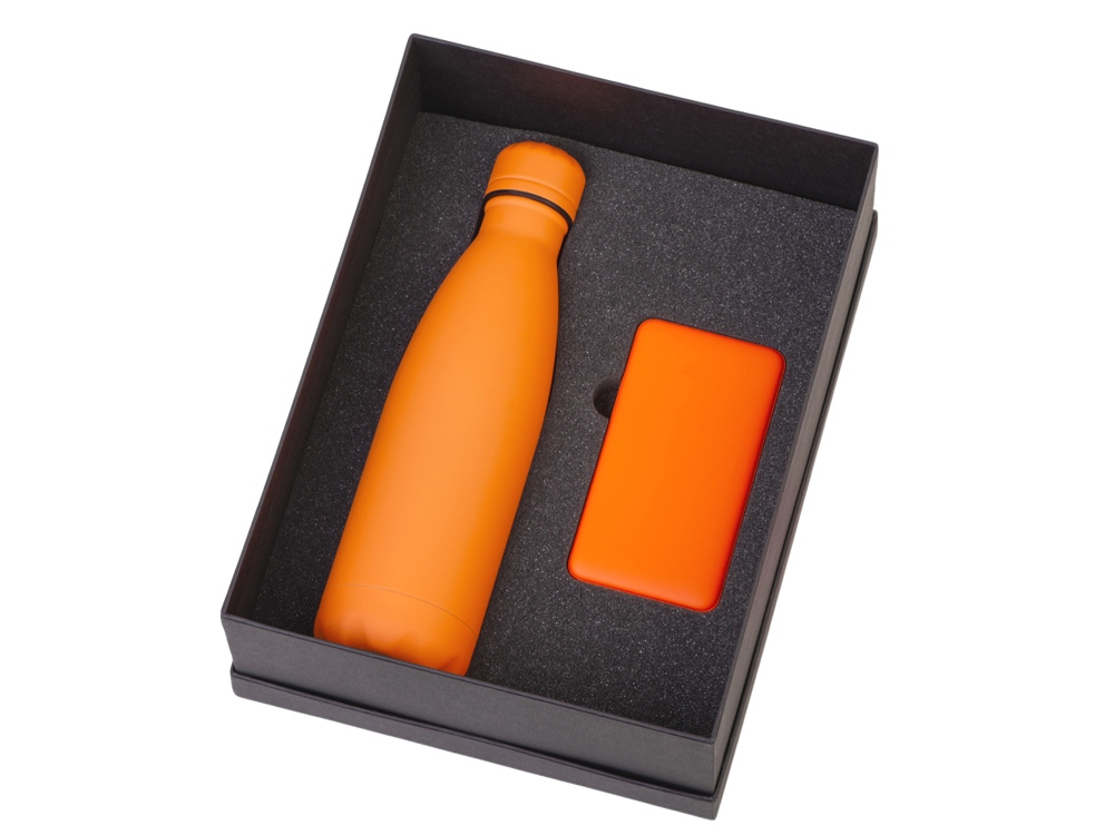 Подарочный набор с термобутылкой и повербанком С1, 5000 mAh, оранжевый