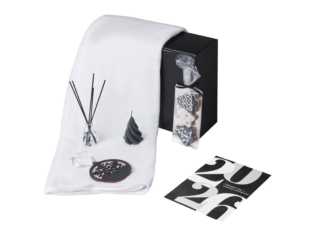 Подарочный набор с пледом, свечой и диффузором, белый