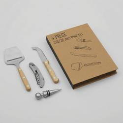 Подарочный набор для вина и сыра Reze из 4 предметов, натуральный